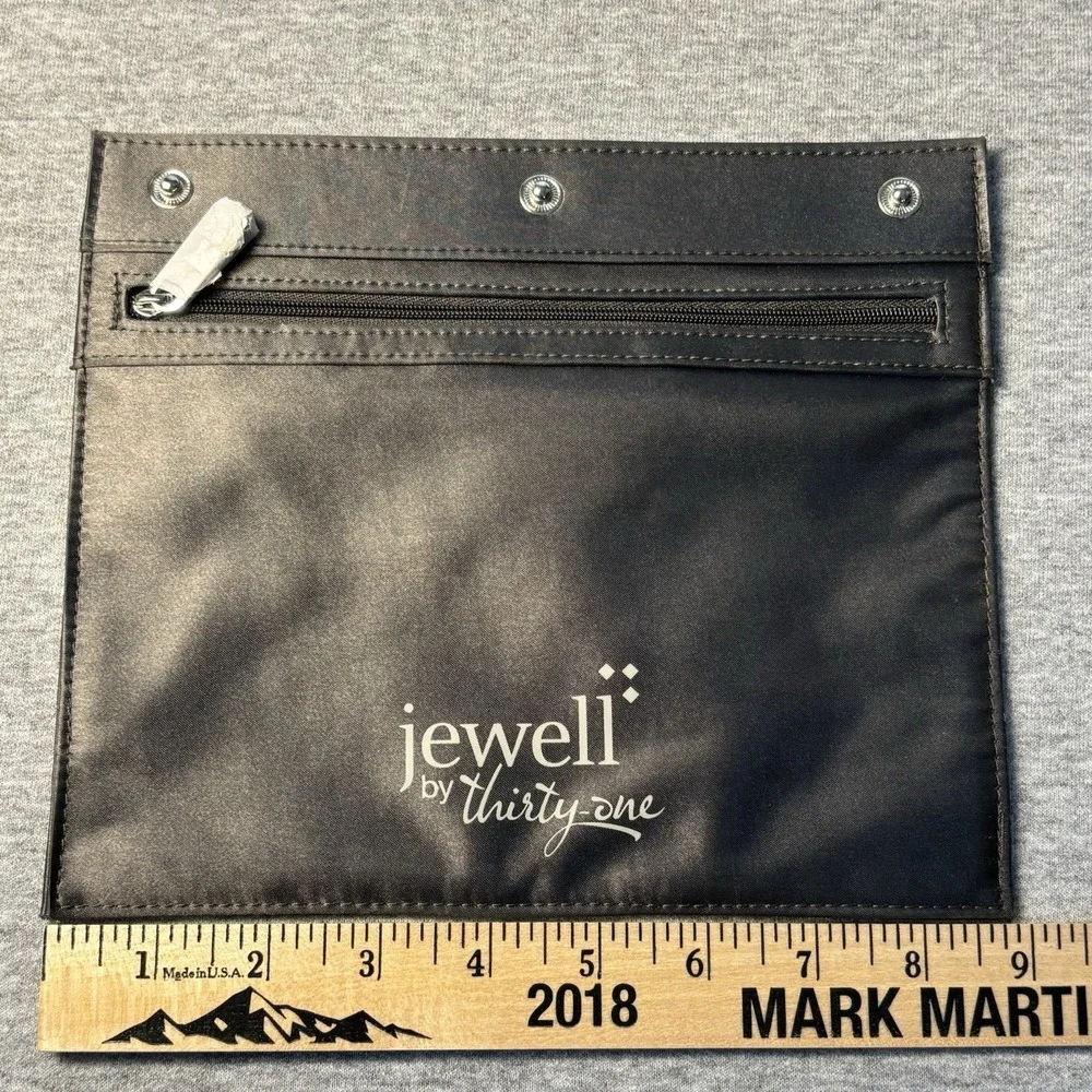 Jewell By Thirty One Zipper Pouch Pocket City Charcoal Organize Purse Snap